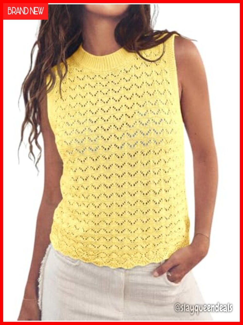 Womens 100% Cotton Crochet Knit Sleeveless Sweater Vest Boho Beach Cover Up